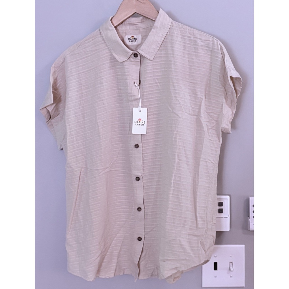 Marine Layer Beige Short-Sleeve Button-Down Shirt